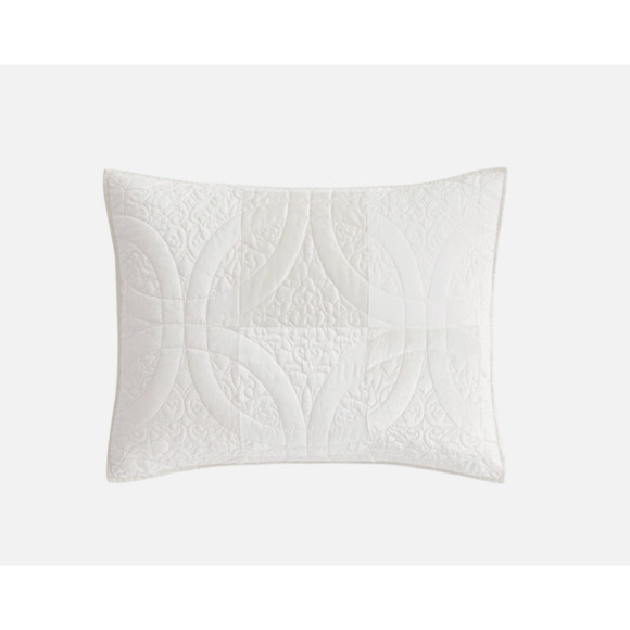 Martha Stewart Collection Wedding Rings Pieced Standard Sham White Ivory Cream - Picture 11 of 11